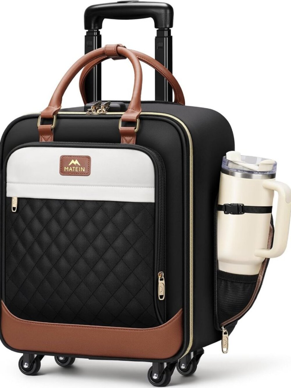 16" Rolling Underseat Carry-On Luggage with Wheels, Travel Bag for Airplanes